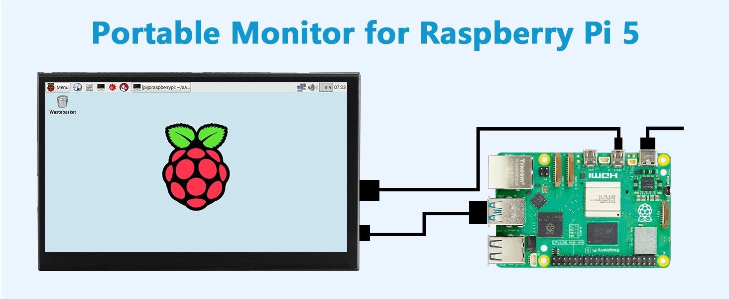Yeexppz For Raspberry Pi 5 Touch Screen, IPS Capacitiva 1024x600, Portablel monitor for Pi Game