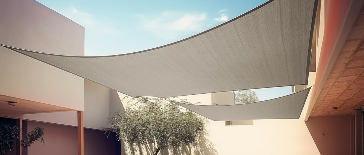 FAMIROSA 10'x13' Sun Shade Sail, Outdoor 185GSM Rectangle