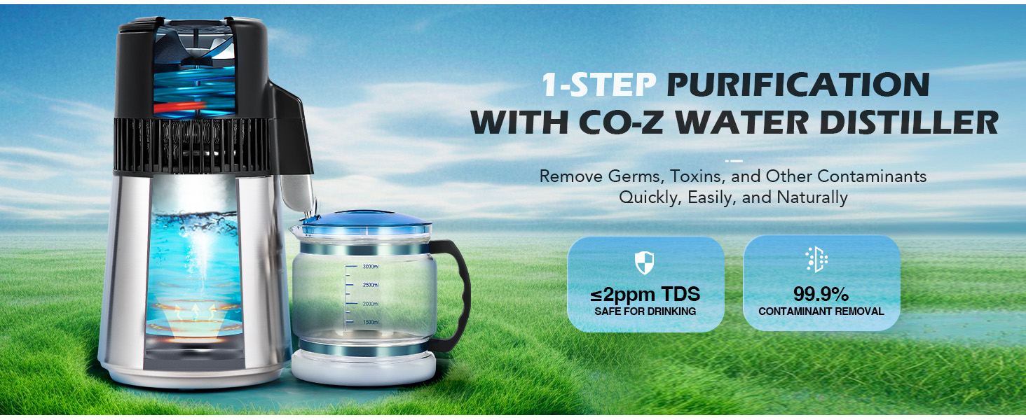 1500W 1.1 Gallon Water Distiller with Glass Container