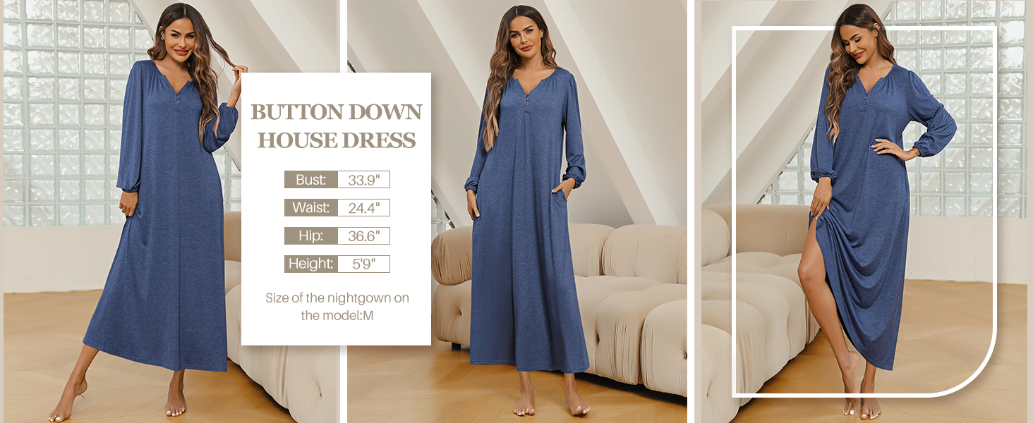 long sleeve nightgown cotton long sleepshirt winter warm sleepwear