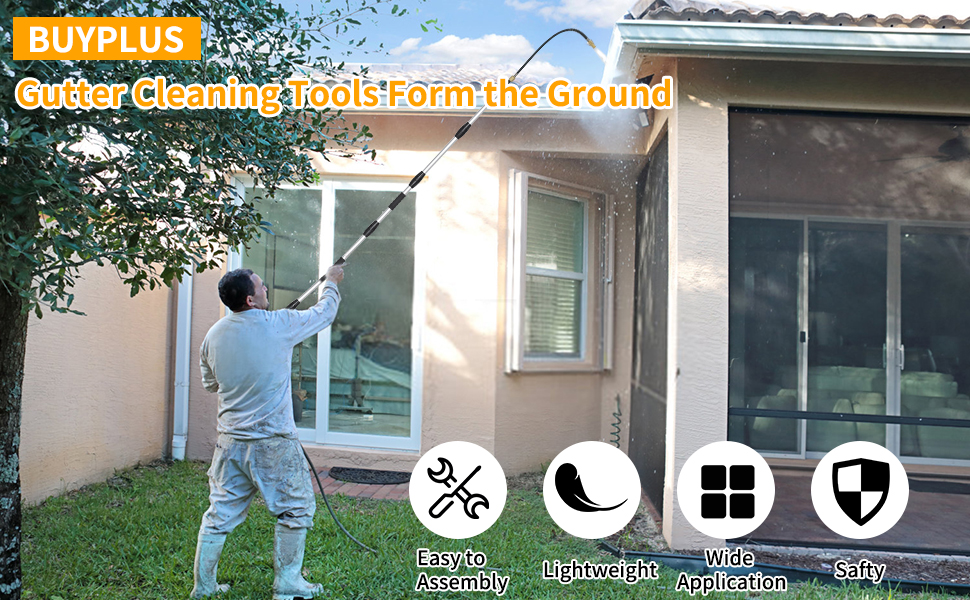 Buyplus Gutter Cleaner from the Ground Rain Gutter Cleaning Attachment with
