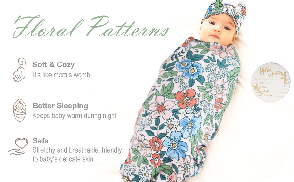 Kloovete Stretchy Swaddle Blanket for Newborns Baby Girl