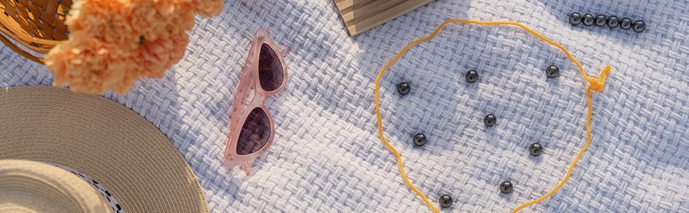 magnet chess game on picnic blanket