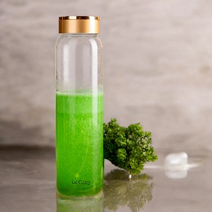 LeCasa - Borosilicate Glass Bottle With Golden Colour Screw Lid - 3079 | Capacity - 500ML