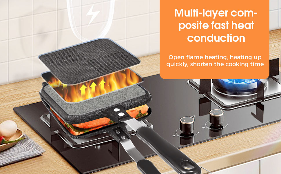 Toasted Sandwish Maker, Double Sided Stovetop Toasted Maker Baking Pan