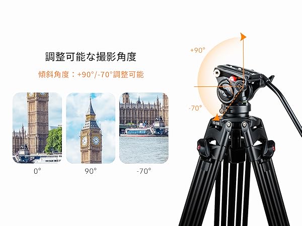 Amazon | VILTROX プロ三脚 188cm可能 3way雲台 VX-18M ビデオ