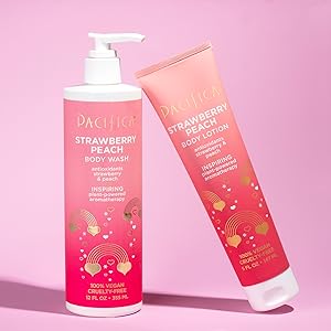 strawberry peach body wash and body lotion bundle