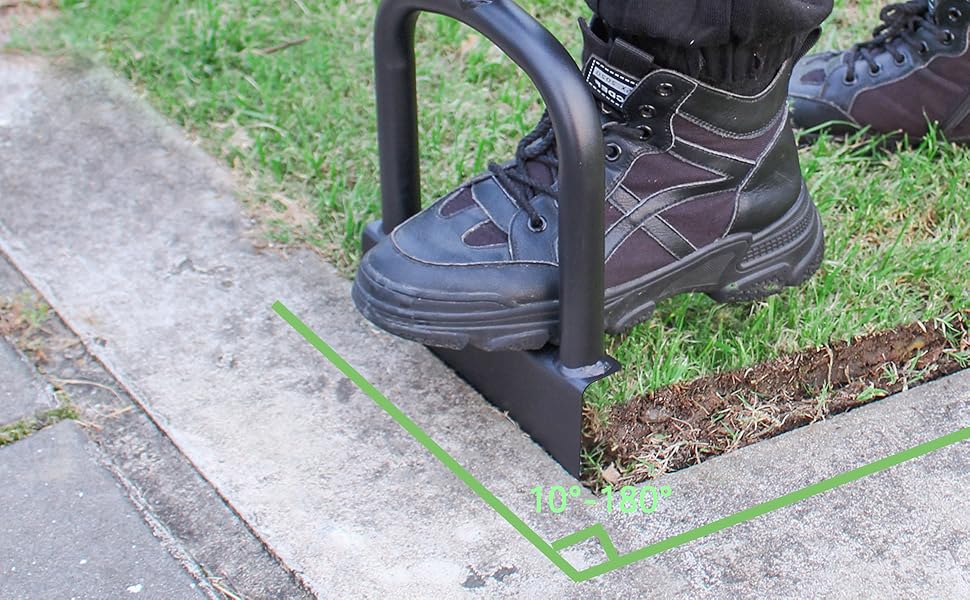 BARAYSTUS Height Adjustable Garden Edger Tool, Hand Steel Edger, Half Moon Lawn