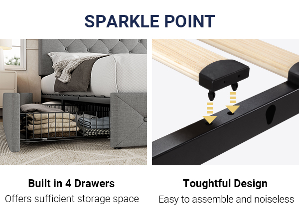 クレジェンテ♡Lucirveil ②箱4個 Amazon.com: Allewie Upholstered King Size Platform Bed Frame