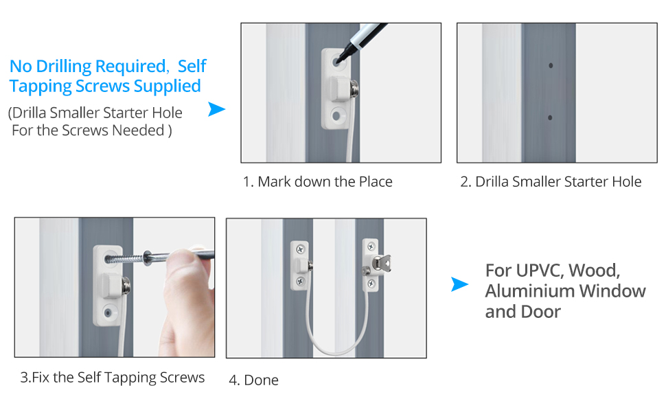 eSynic 4Packs Window Restrictors for Upvc Window Opening Restrictors