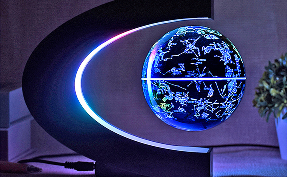 FUGEST Levitation Floating Globe World Map with C Shape Base