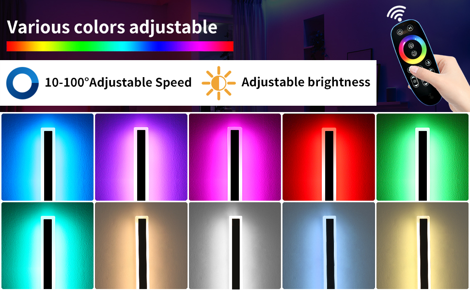 Mikeru 2-Pack 39.3-Inch Wall Light Fixtures, RGB Modern