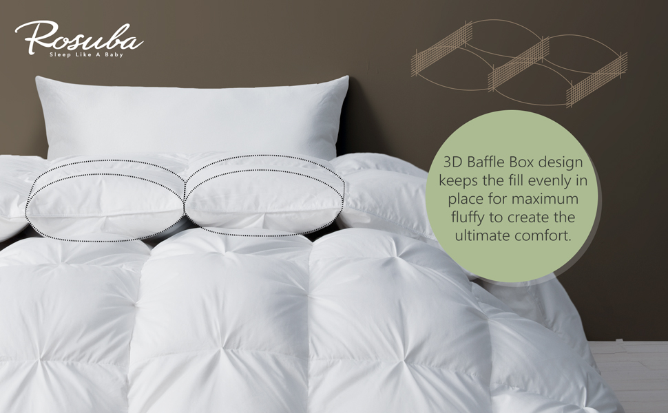 ROSUBA Premium Goose Down Comforter King Size, All Season