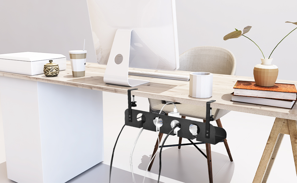 Fuumuui 2 Pack Under Desk Cable Management Tray,No Drill Cable Tray