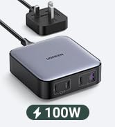 UGREEN Nexode GaN 100W Laptop USB C Charger 4-Port Desktop Wall Charger Type C Power Adapter UK P...