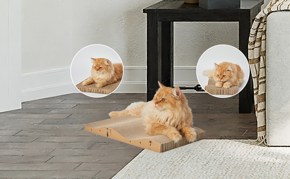 RUBMEOW Cat Scratcher Cardboard Pad Scratch Box,4pcs