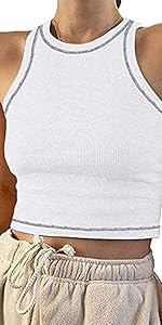 white stitch crop top