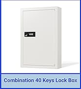 Grimtron 40 Keys Combination Key Lock Box with Code, Key Box Wall Mount for Home Office Key Stora...