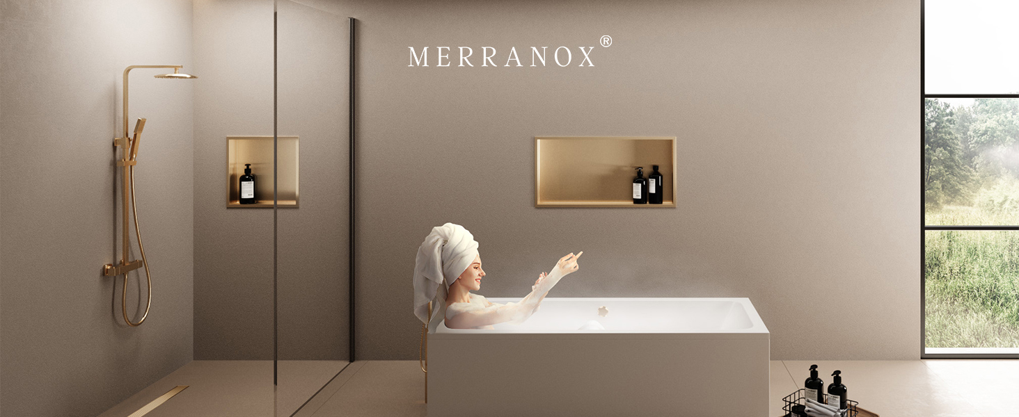 MERRANOX Shower Niche, Stainless Steel Shower Niche, Recessed Niche
