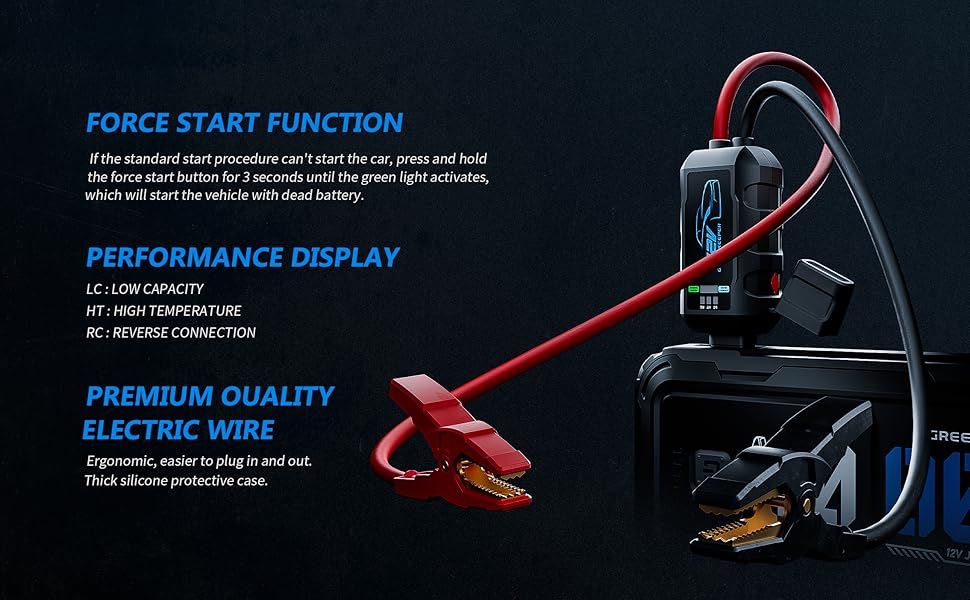 Car Battery Jump Starter 1000A Portable Jump Start Smart