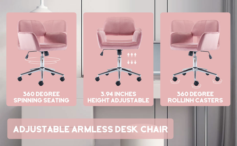 Office Chair Small Desk Chair Vanity Makeup Chair Velvet Low Back