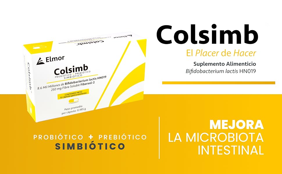 COLSIMB x 15 Capsulas, Simbiotico (Bifidobacterium lactis HN019) más un