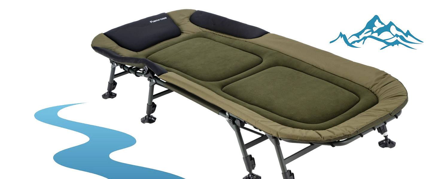 Flamrose Oversized Camping Cot with Padded Cushion, Heavy Duty