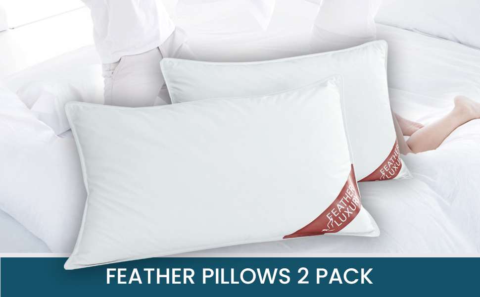 GC GAVENO CAVAILIA Duck Feather Pillows 2 Pack, Comfy Hotel Quality Pillow Pair, Washable Head Support Down Pillow, White, (50x70 cm) 10 pillows pack back support pillow feather side sleeper duck hotel bed firm down feathers double uk