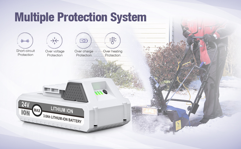 C D H 24V 3.0Ah Replacement Battery for Snow Joe+Sun Joe 24V Cordless