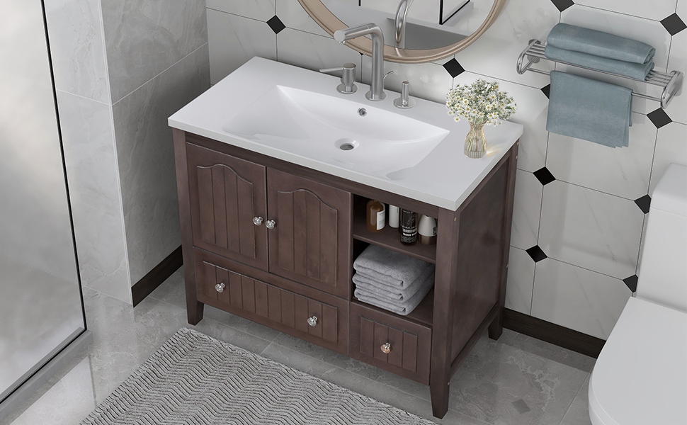 Harper & Bright Designs 36" Bathroom Vanity with Sink, Free
