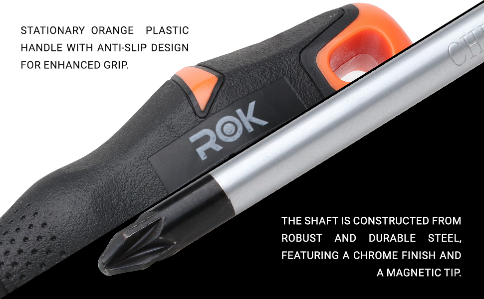 Pozi #2 Screwdriver, Chrome Shaft in Black with Orange