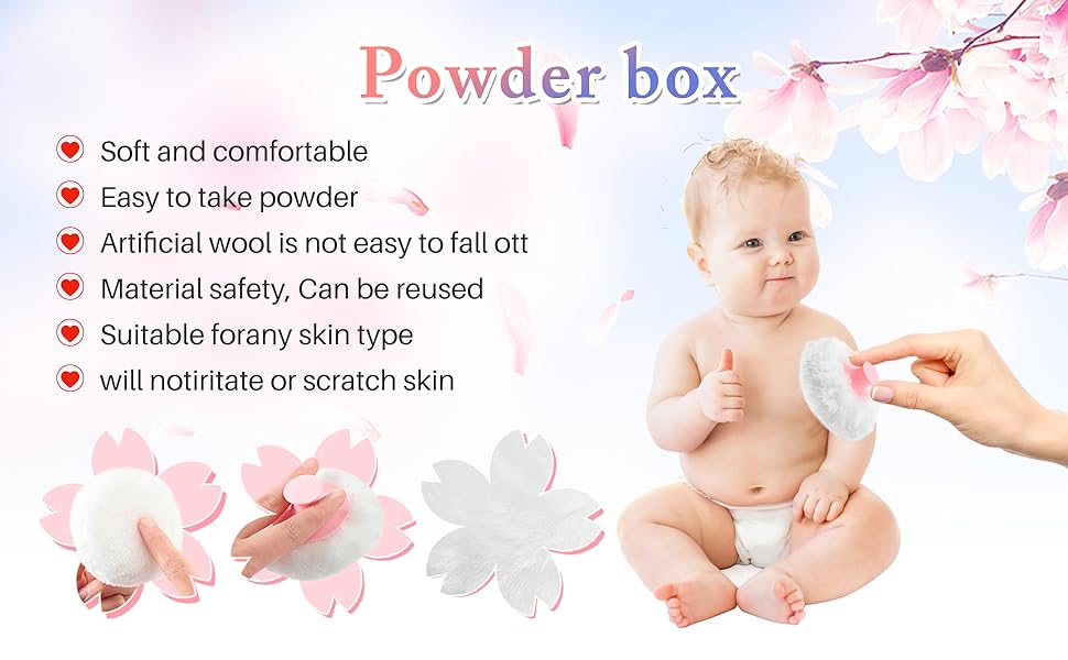 Large Powder Puff for Body Powder with Powder Container, Soft Powder