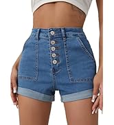 ZMTUO Summer Casual Shorts Shorts for Women High Waisted Stretchy Distressed Denim Shorts Ripped ...