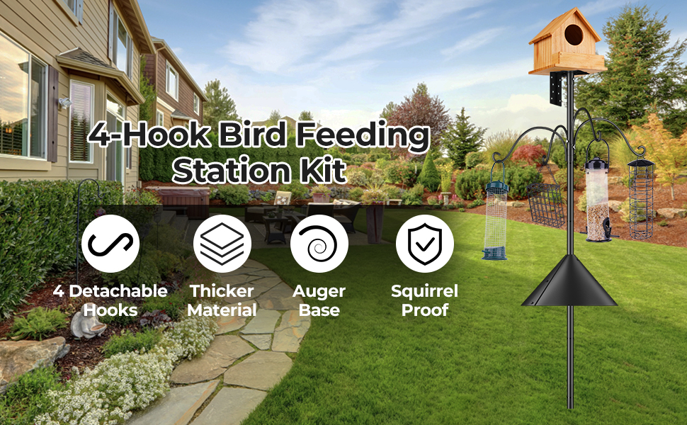 92 Inch Bird House Pole for Garden, Optimech Bird Feeder Poles with Squirrel Proof