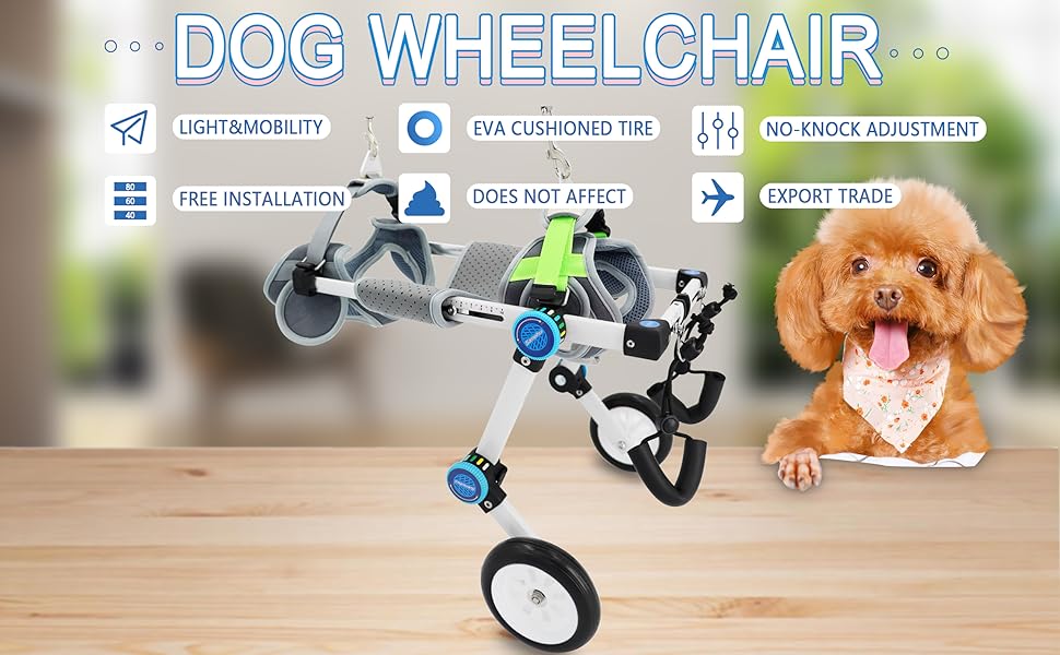 HobeyHove Adjustable Dog Wheelchair,Fordable Dog Wheelchair for Back