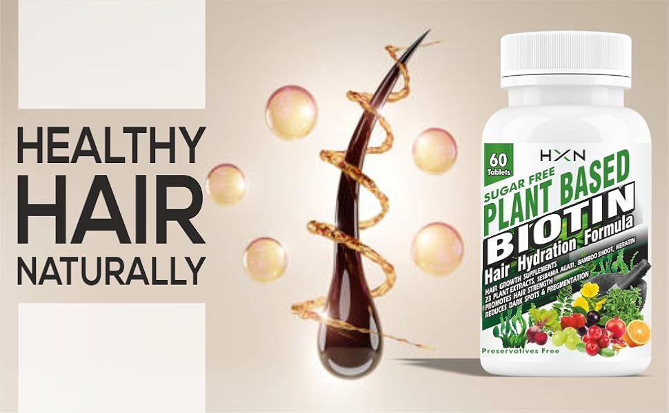 HXN Biotin Tablets For Hair Growth For Women,10000mcg Powder Plant