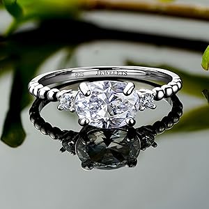Silver ring cubic zirconia engagement ring 2 ct jewelets blank