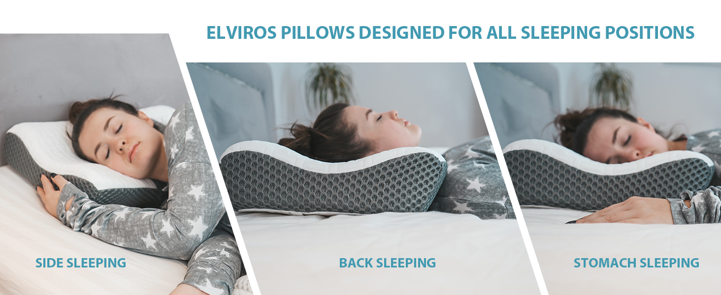 Elviros Cervical Memory Foam Pillow for Sleeping, Neck Support Pillows