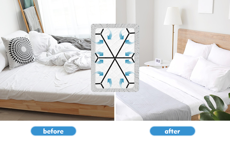 Xunesip Bed Sheet Straps, 3Pcs Adjustable Elastic Fitted