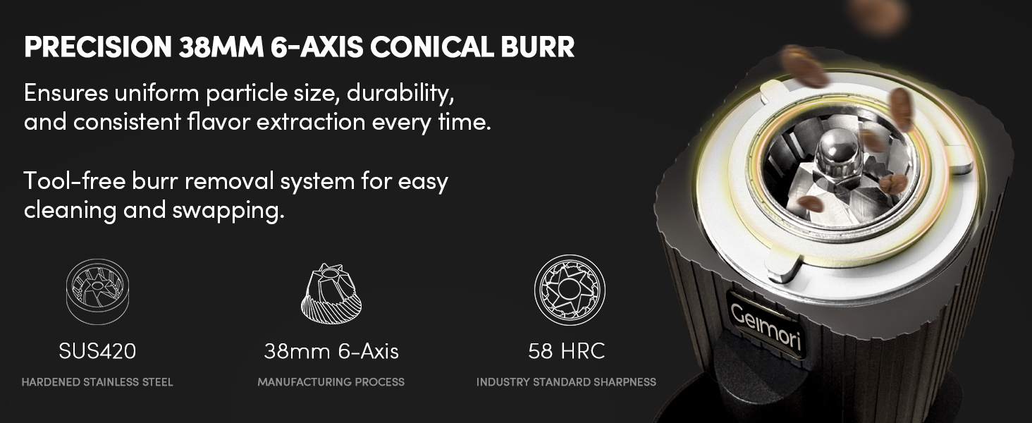 Geimori T38 conical burr coffee grinder