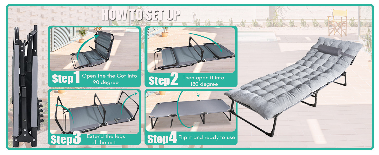 Folding Outdoor Camping Travel Cot and Cot Pad