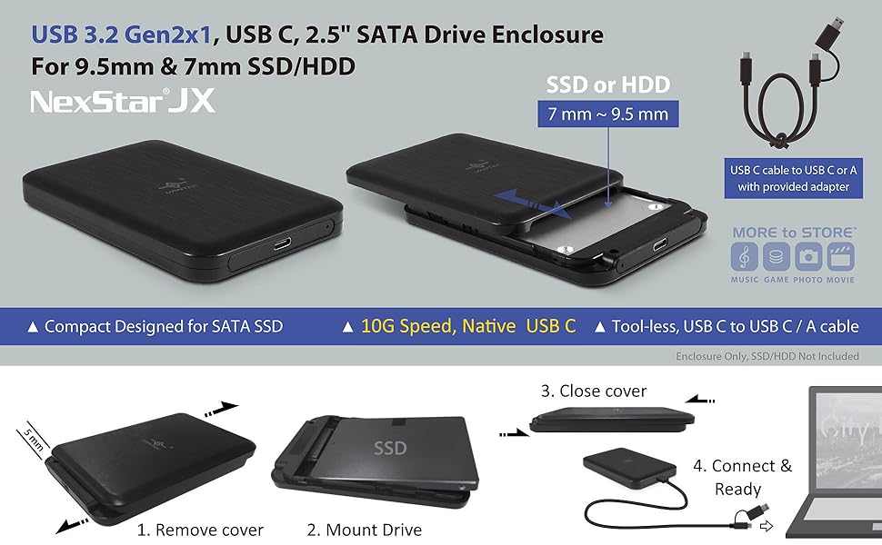 Amazon.com: Vantec NexStar JX Series, USB 3.2 Gen2x1 (10Gbps), USB