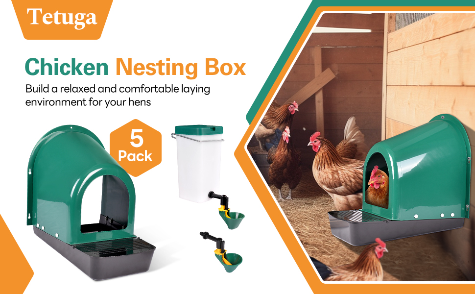 Tetuga Chicken Nesting Box, 5 Pack Chicken Nesting Boxes