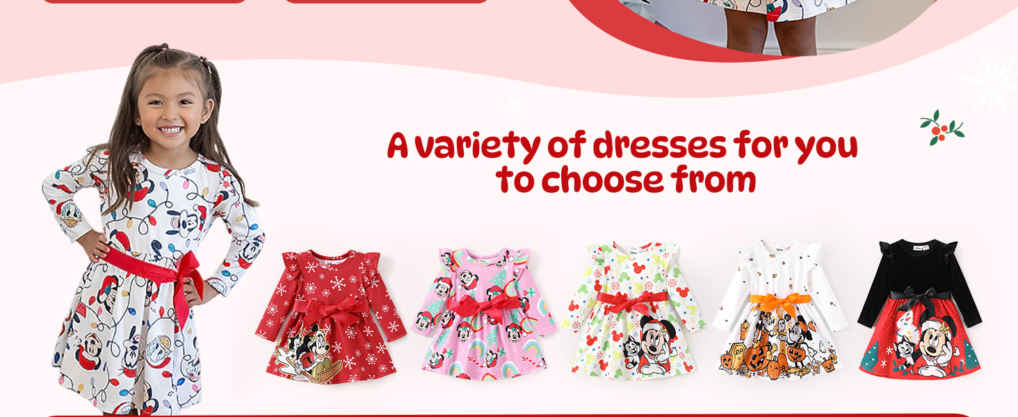 Disney Princess Frozen Elsa Minnie Mickey Stitch Ruffle Sleeve Dress A Line Long Sleeve Kids Clothes Baby to Toddler 20 1