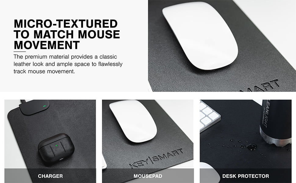 KeySmart TaskPad Wireless Charging Desk Pad for Computer, Laptop