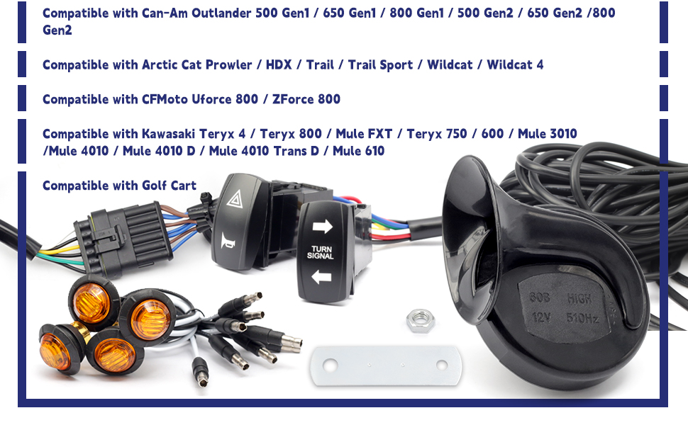 Dusledel Upgraded Prewired UTV Turn Signal Kit With Horn