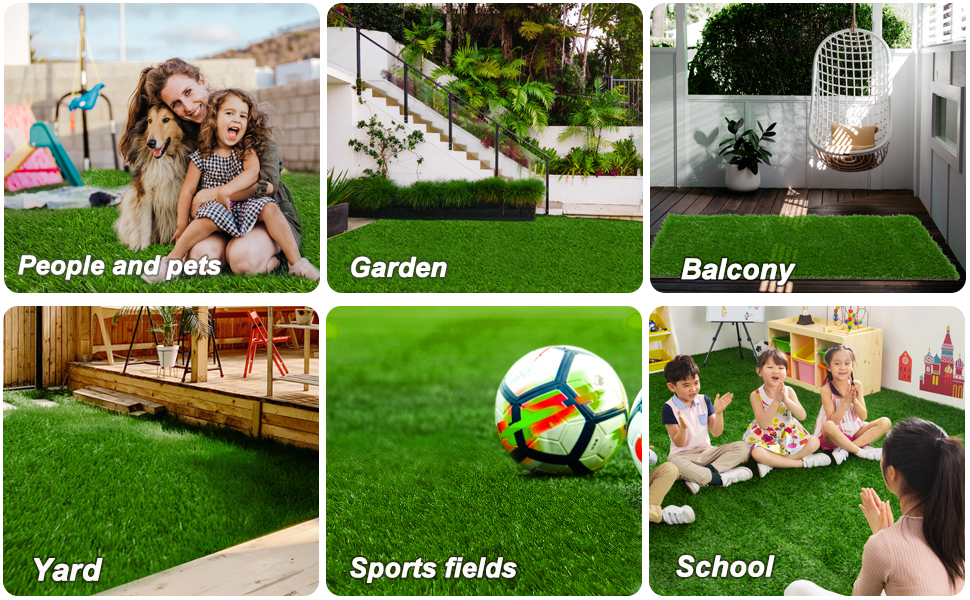 Natural Artificial Grass Turf 4 FT x 6 FT, Heyroll Customized Sizes Thick Faux Grass