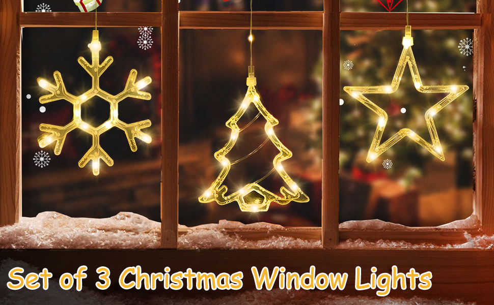 johoo 3 Pieces Christmas Window Lights Battery Operated LED