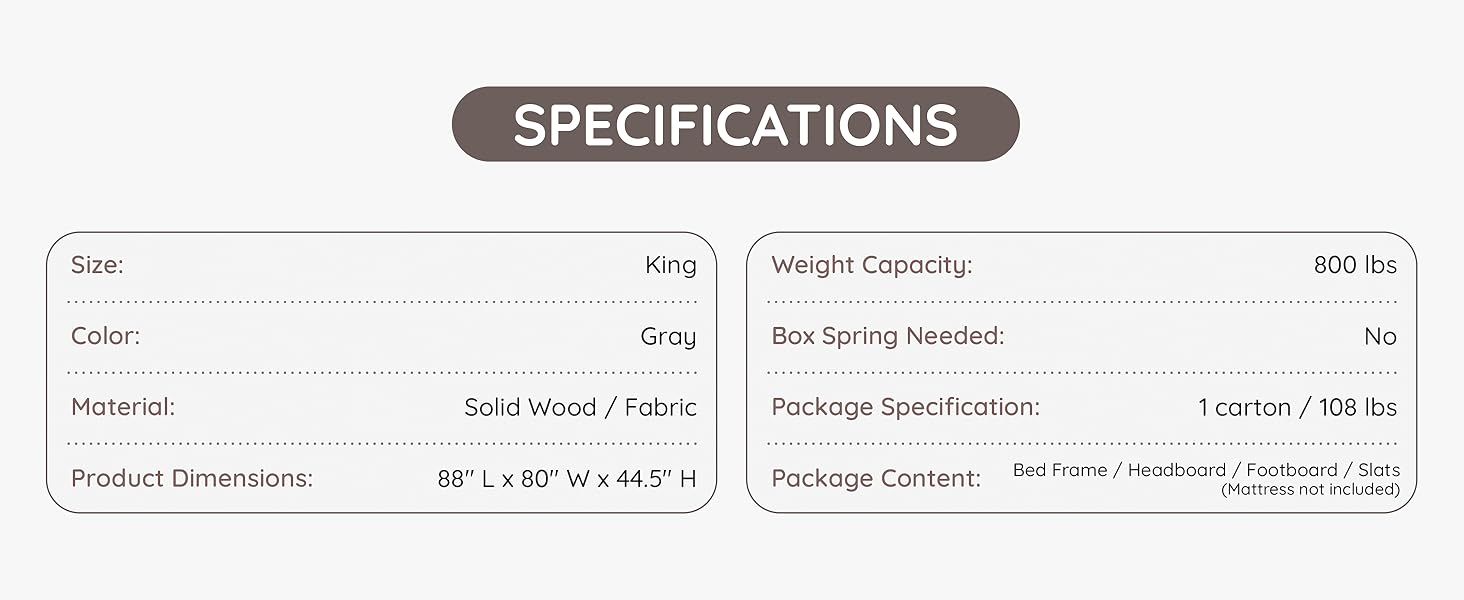 Bed Frame Fabric Upholstered Vertical Channel Tufted Wingback Headboard Footboard Strong Wood Slats