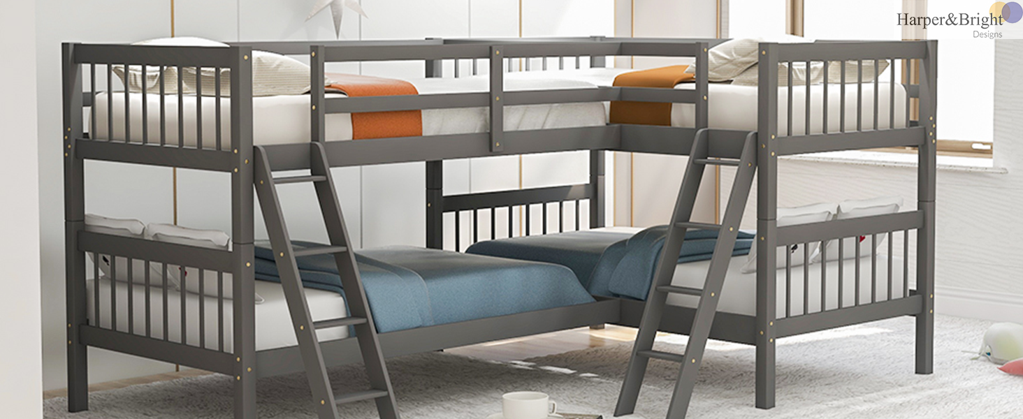 l shaped bunk bed for 4